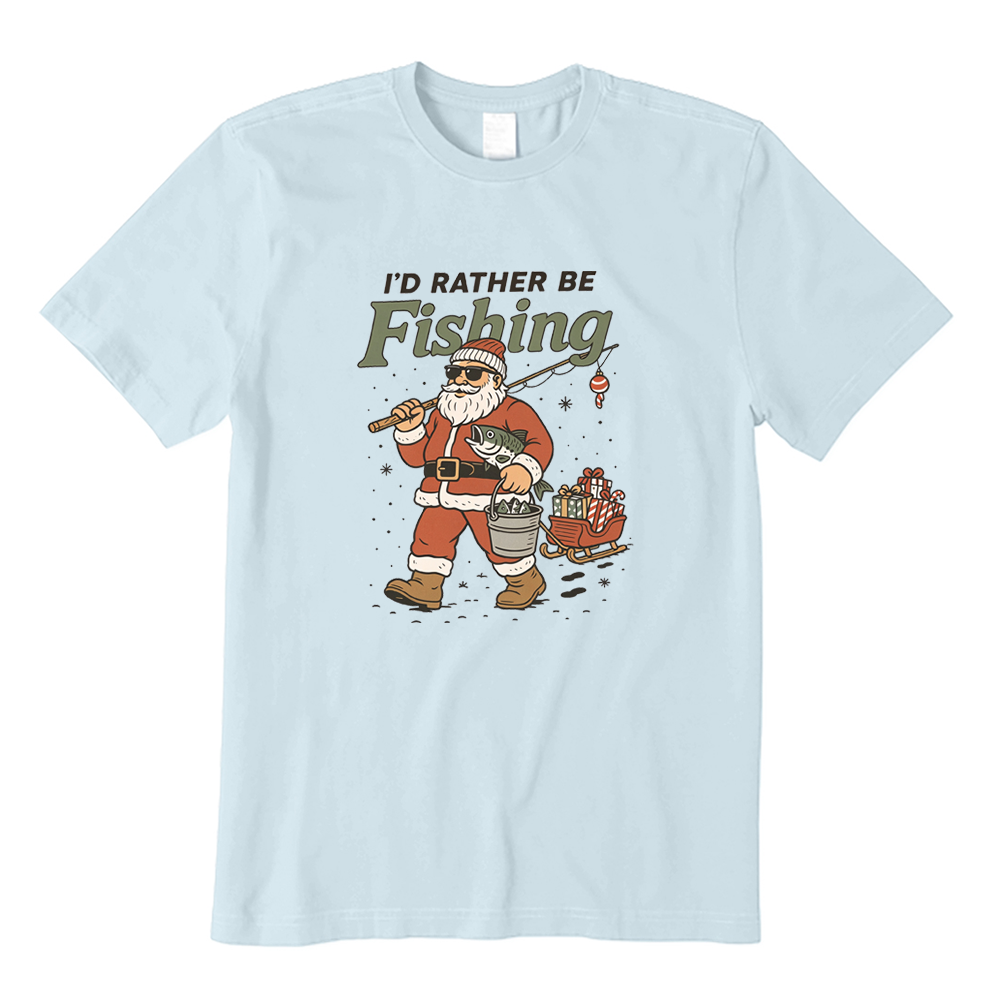 I'd Rather Be Fishing Santa Christmas T-Shirt