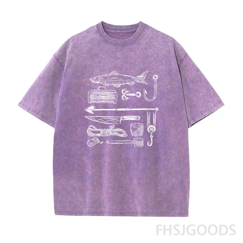 Vintage Style Fishing Unisex Distressed T-Shirt