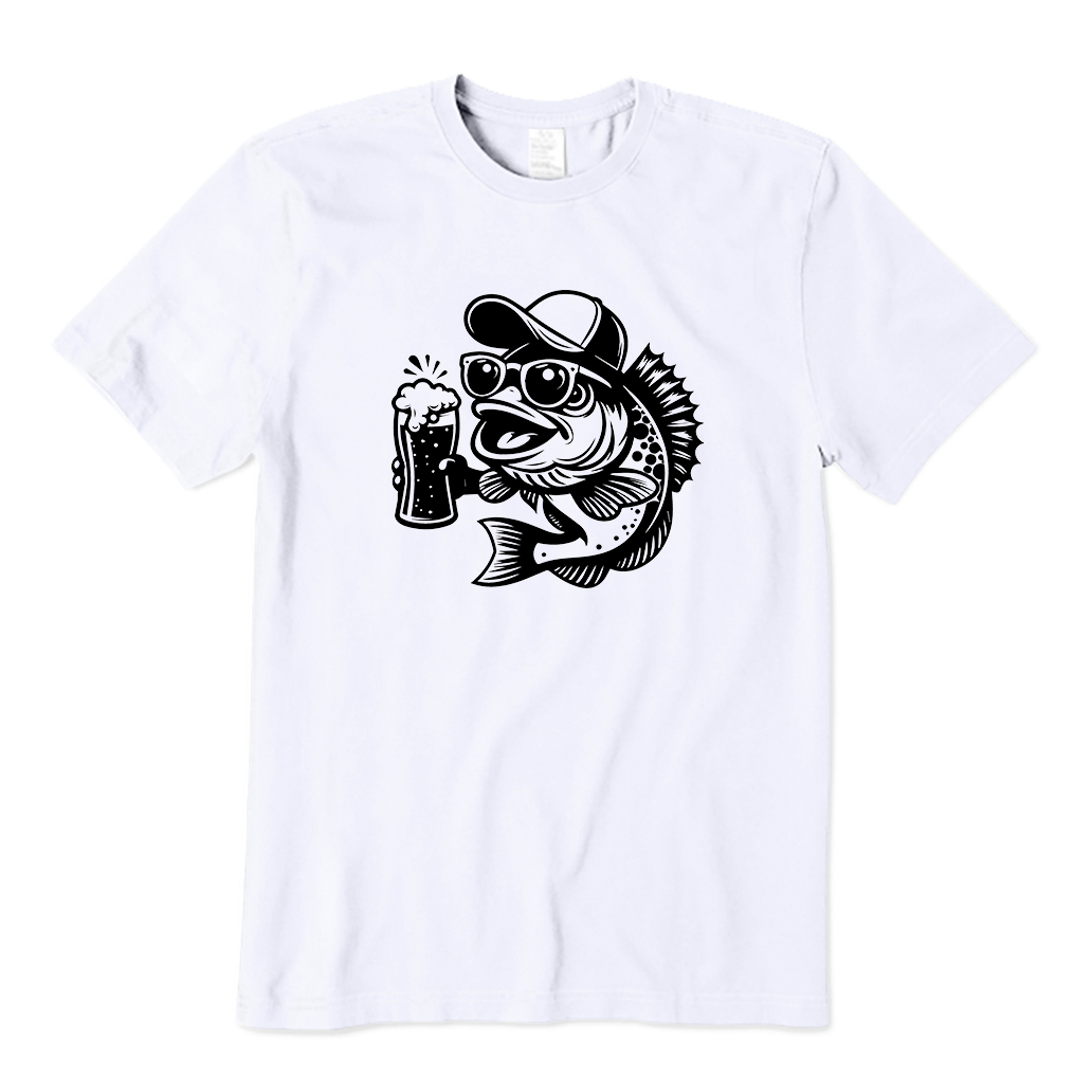 Fish in Hat and Sunglasses Holding Beer T-Shirt