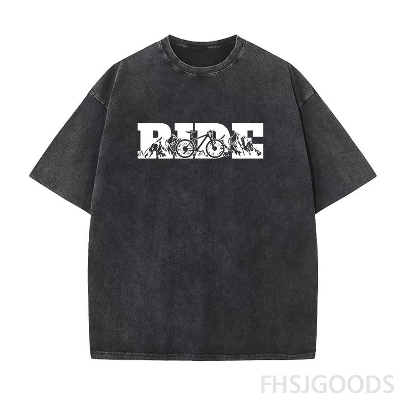 Ride Mountain Bike Unisex Distressed T-Shirt