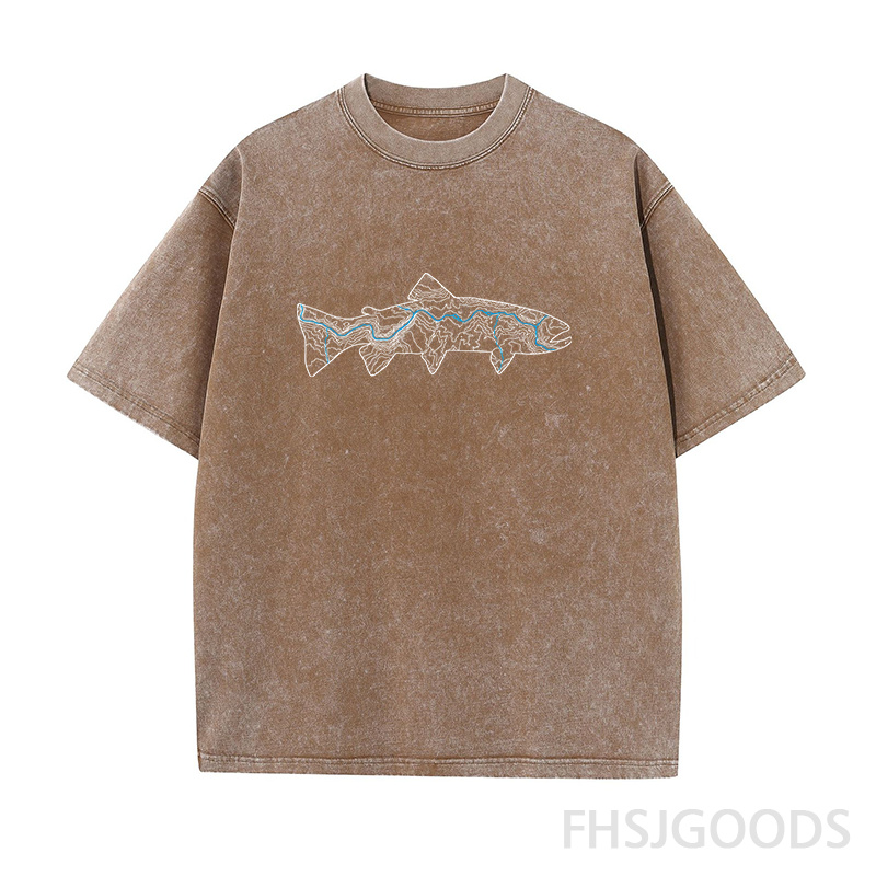 Green River Topographic Trout Unisex Distressed T-Shirt