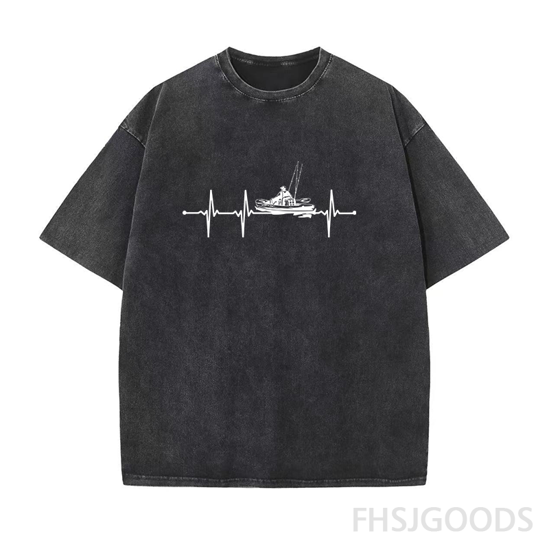 Kayak Fishing Heartbeat Unisex Distressed T-Shirt