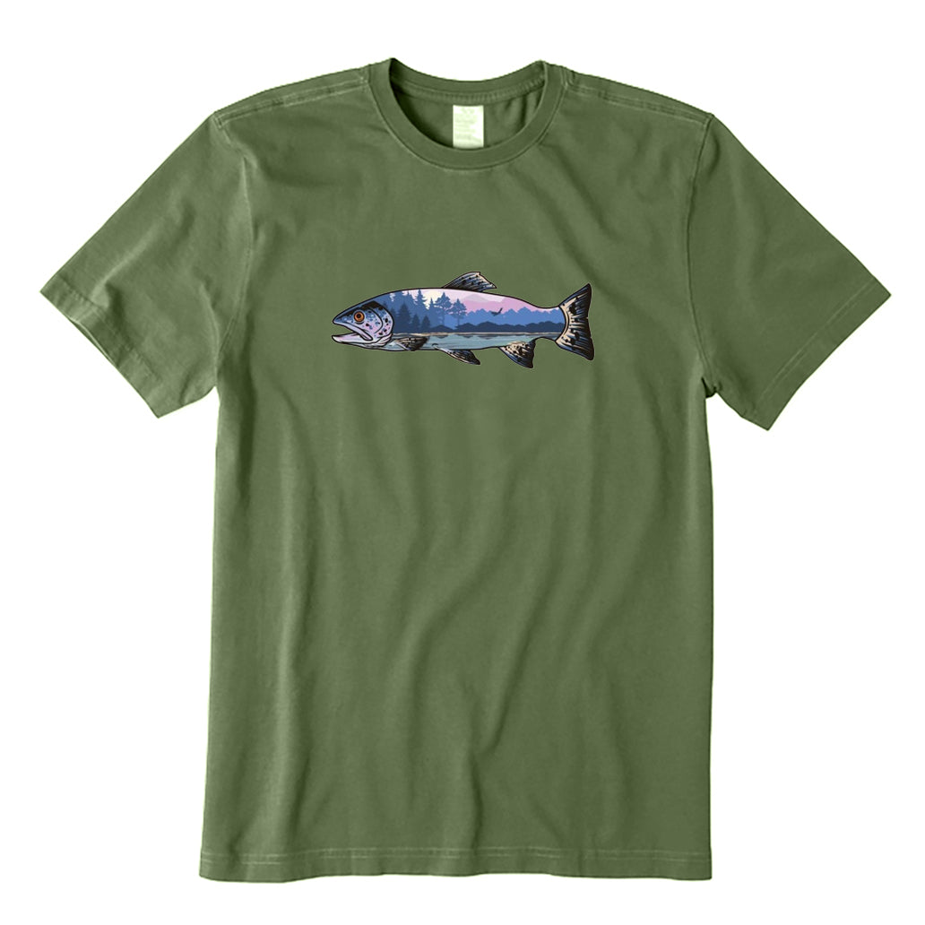 Trout and Mountain Landscape T-Shirt