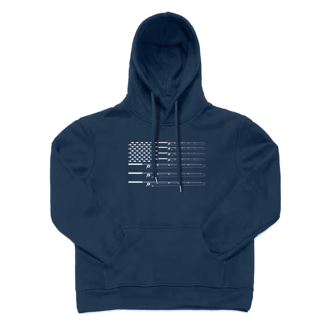 Fly Fishing Rod American Flag Hoodie