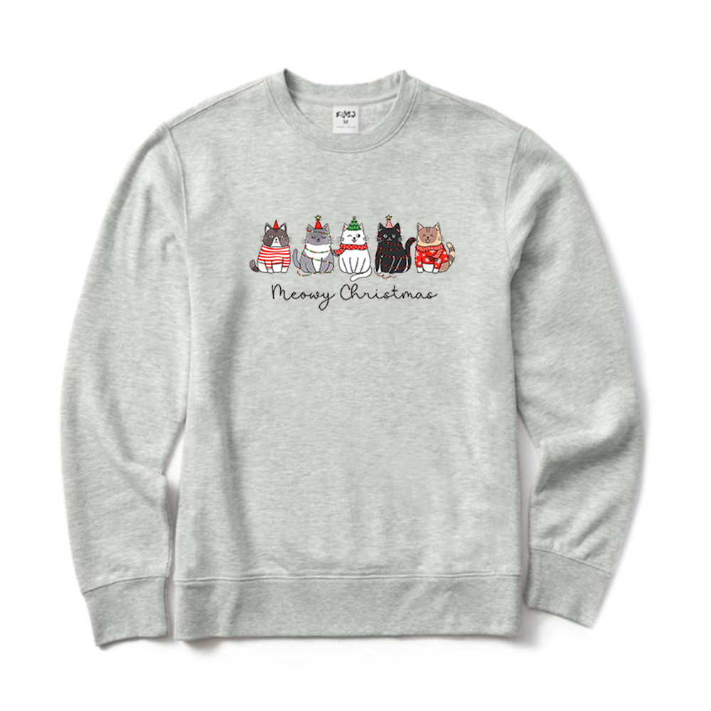 Meowy Christmas Cute Cats Graphic Crewneck Sweatshirt
