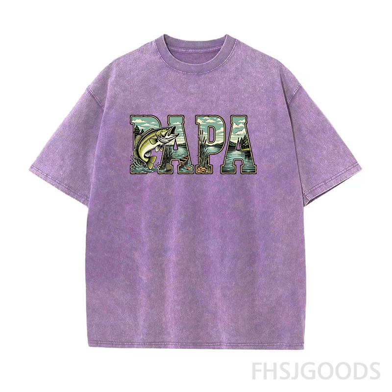 Papa Fishing Unisex Distressed T-Shirt