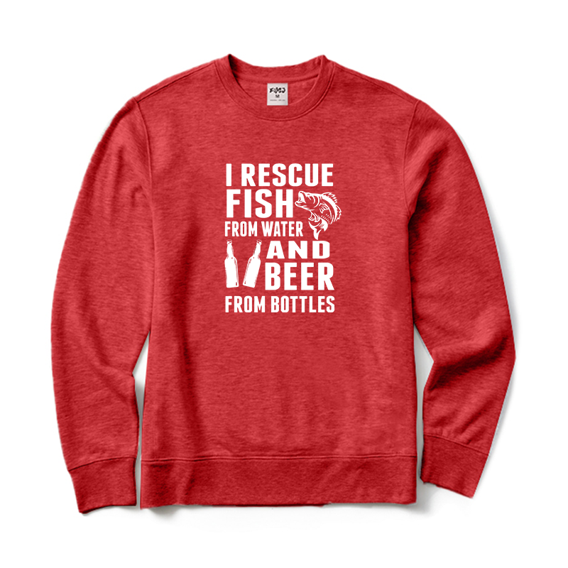 I Rescue Fish From Water and Beer From Bottles Crewneck Sweatshirt