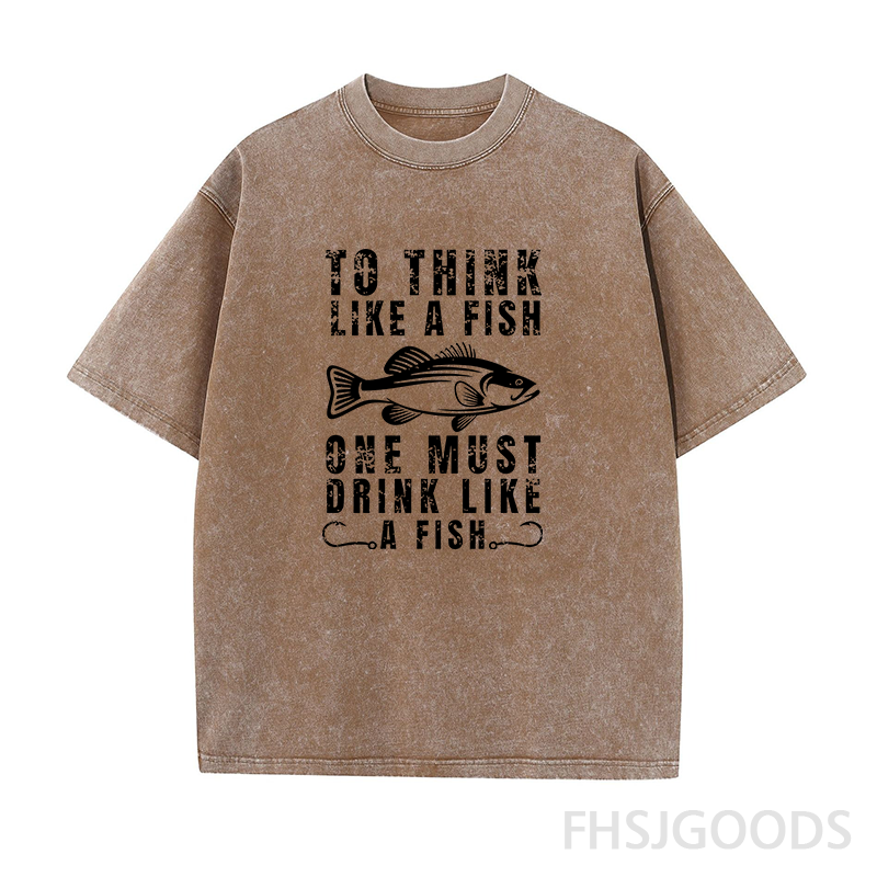 To Think Like A Fish One Must Drink Like A Fish Unisex Distressed T-Shirt