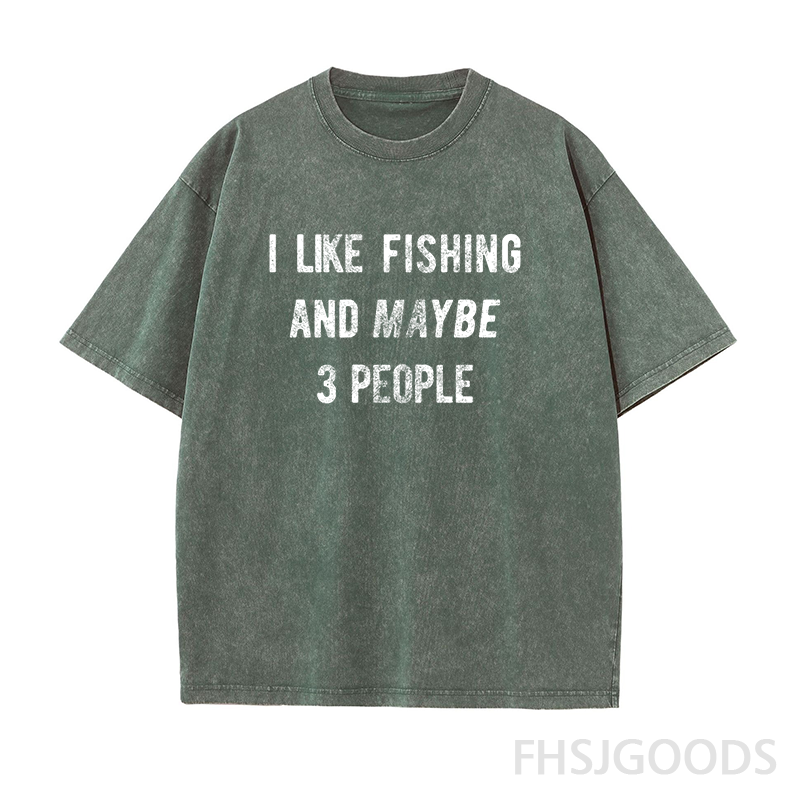 I Like Fishing And Maybe 3 People Unisex Distressed T-Shirt