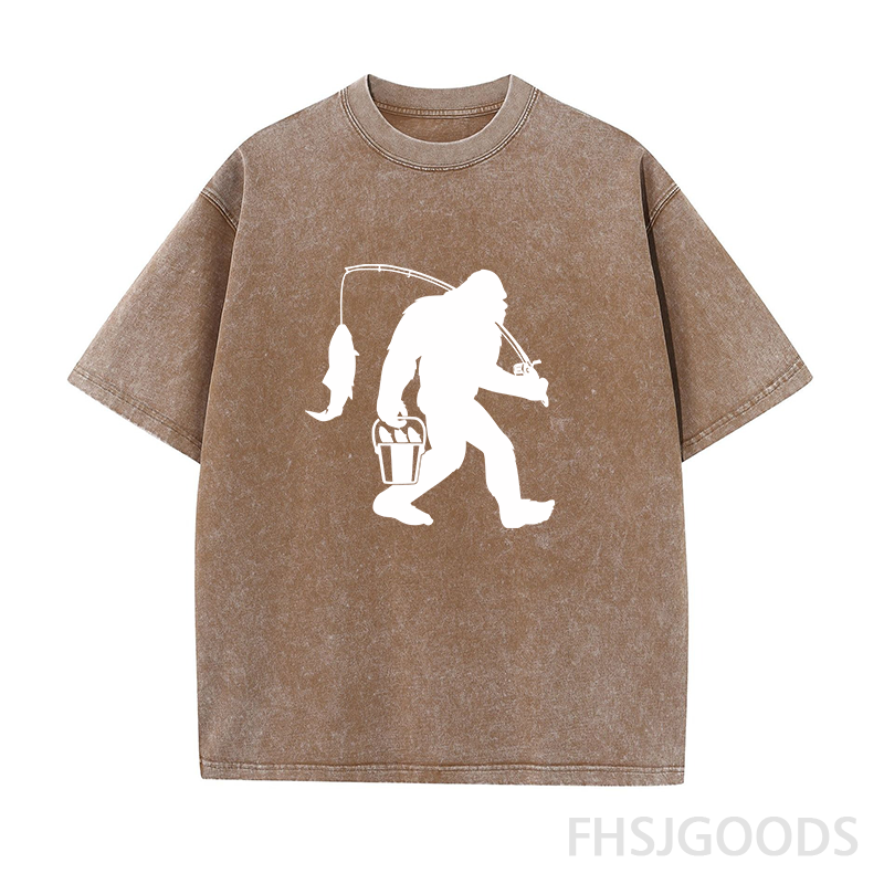 Bigfoot Fishing Unisex Distressed T-Shirt
