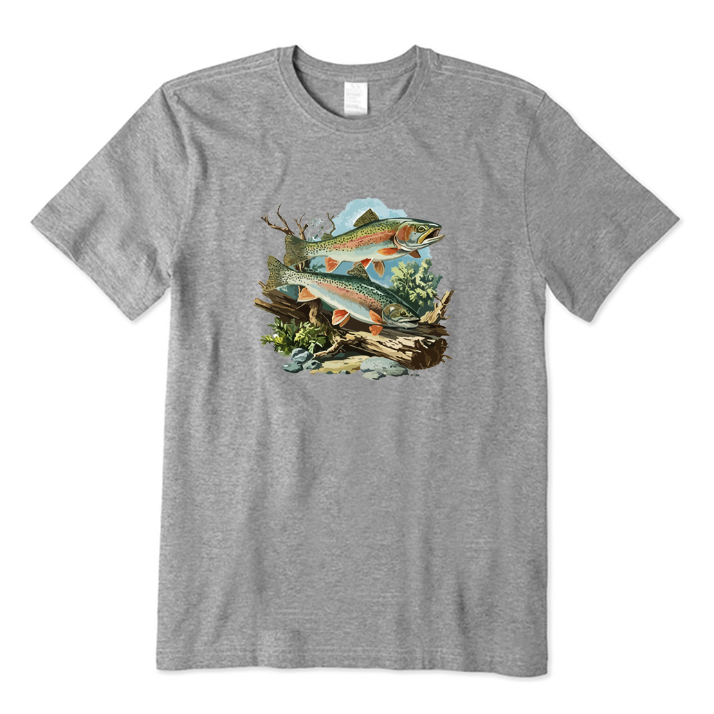 Retro Rainbow Trout Underwater Scene T-Shirt