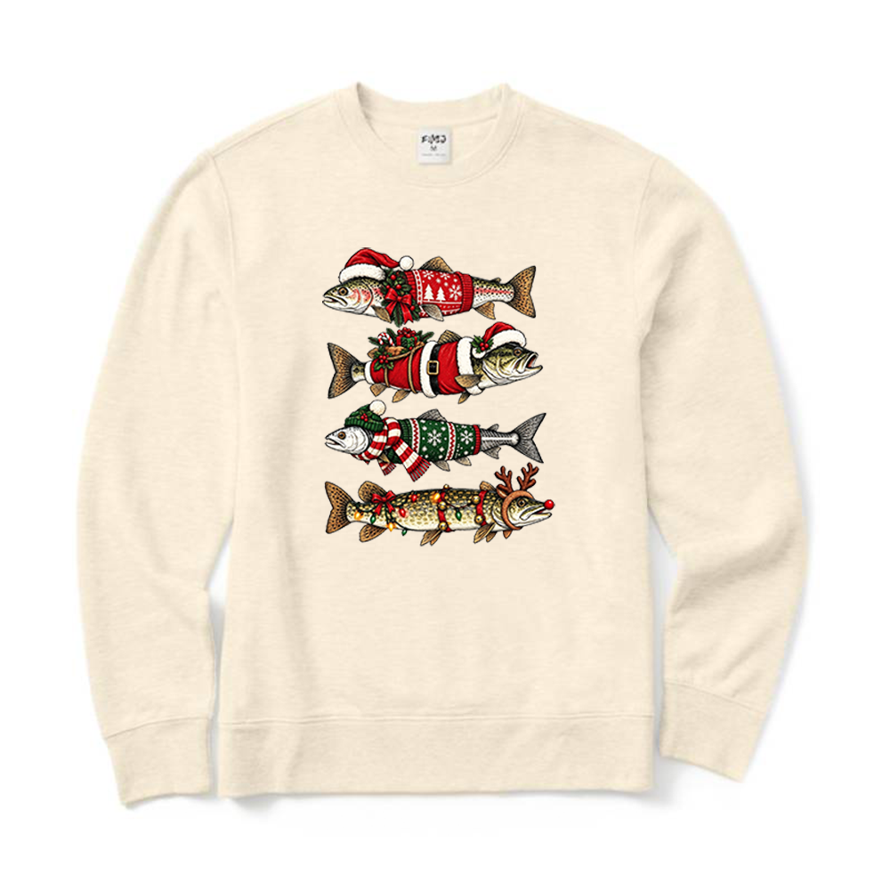 Christmas Trout Fishing Crewneck Sweatshirt