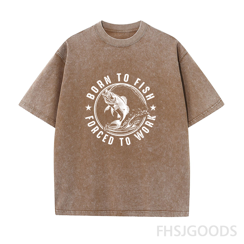 Born To Fish Forced To Work Unisex Distressed T-Shirt