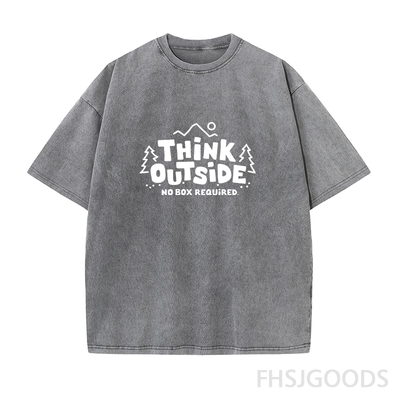 Think Outside No Box Required Hiking Unisex Distressed T-Shirt