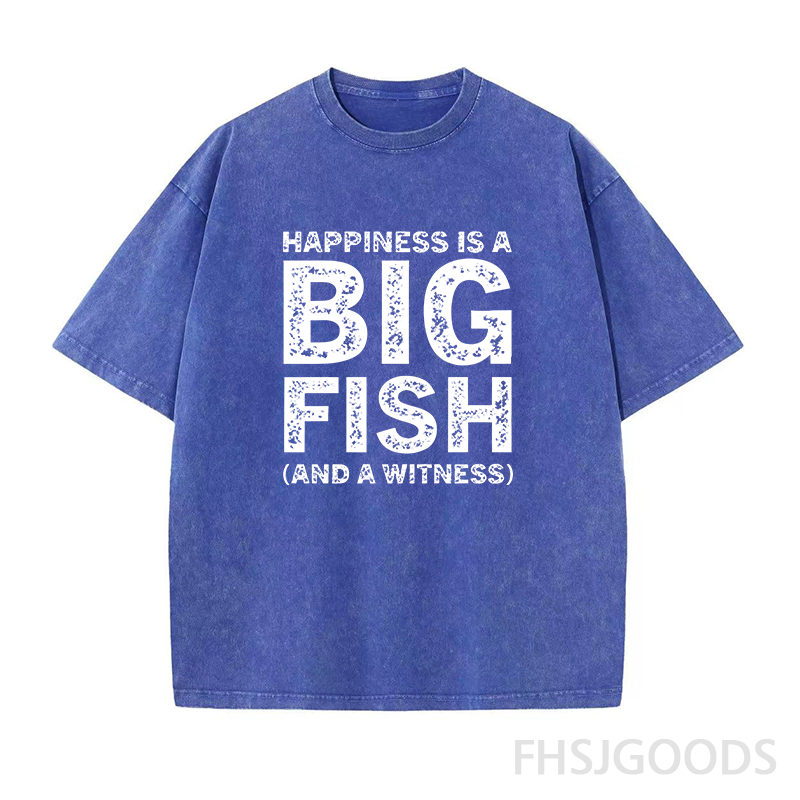 Happiness Is A Big Fish Unisex Distressed T-Shirt