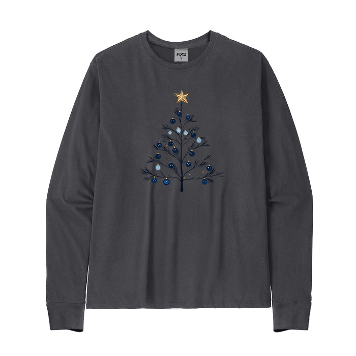 Blue Gold Christmas Tree Long Sleeve T-Shirt