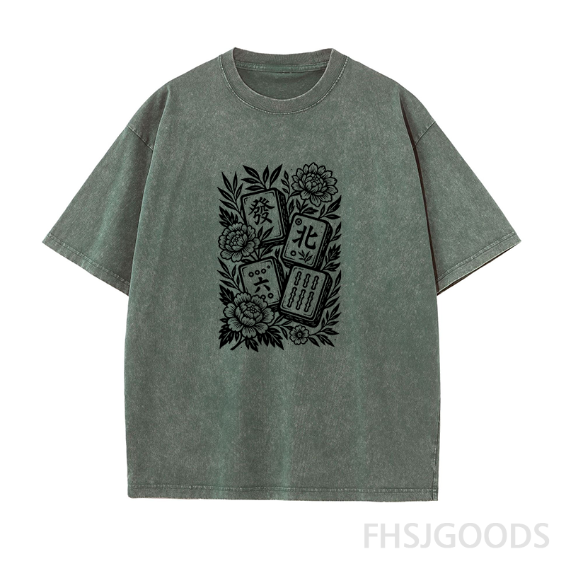 Floral Mahjong Unisex Distressed T-Shirt