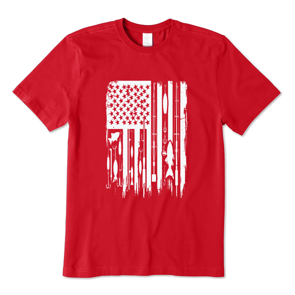 Outdoor Fishing American Flag T-shirt