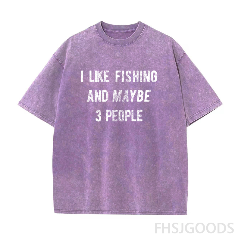 I Like Fishing And Maybe 3 People Unisex Distressed T-Shirt