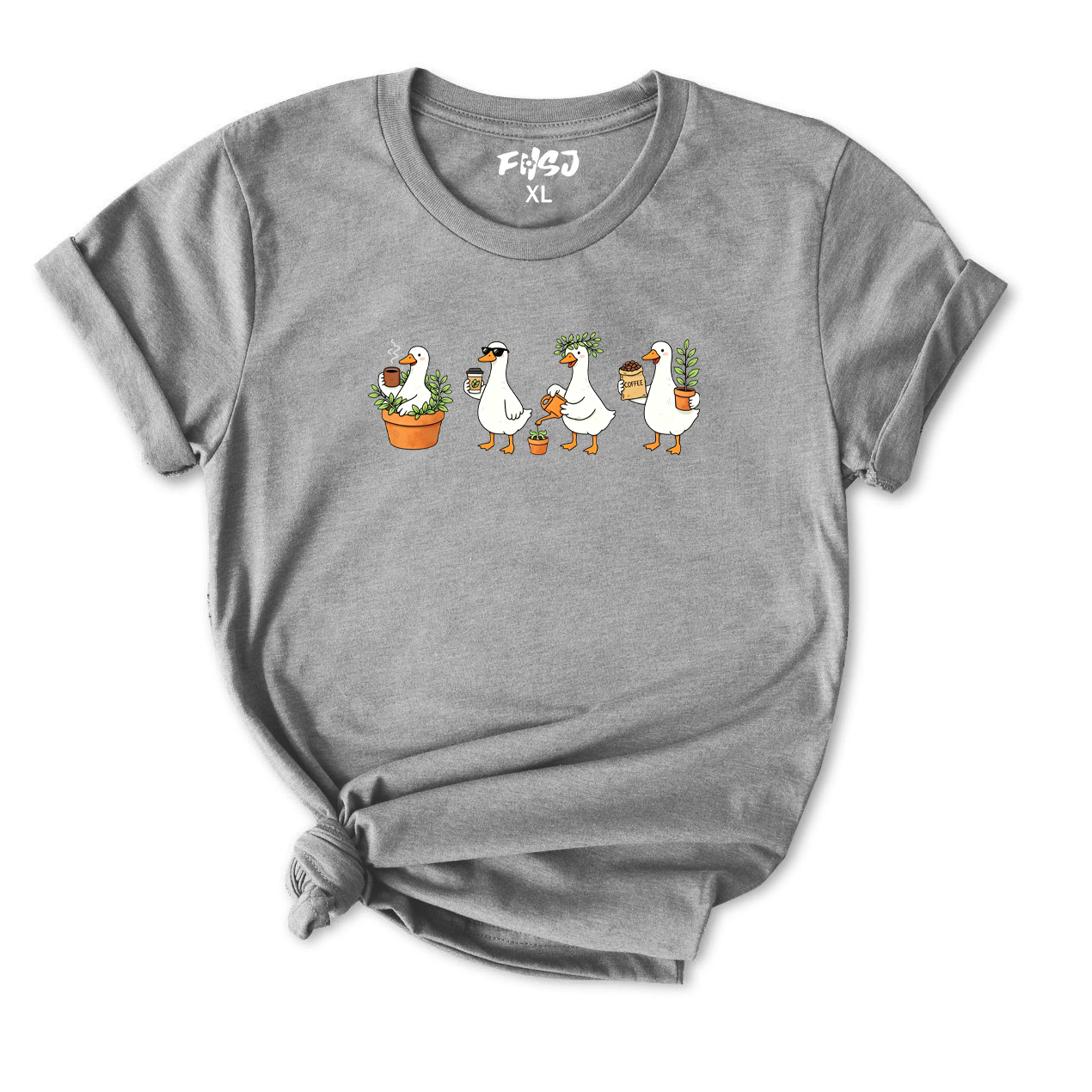 Coffee and Plant Lover Goose T-Shirt for Women