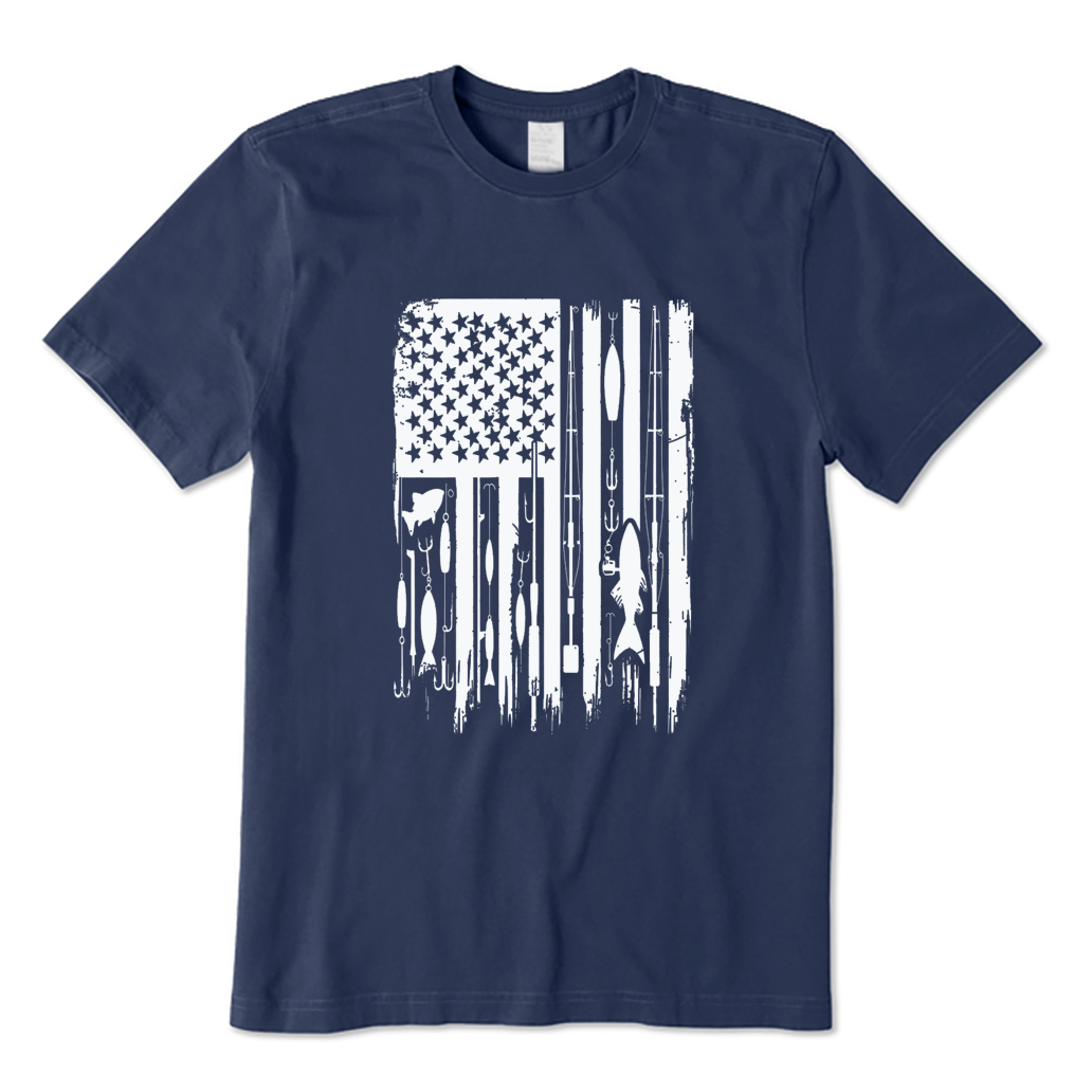 Outdoor Fishing American Flag T-shirt