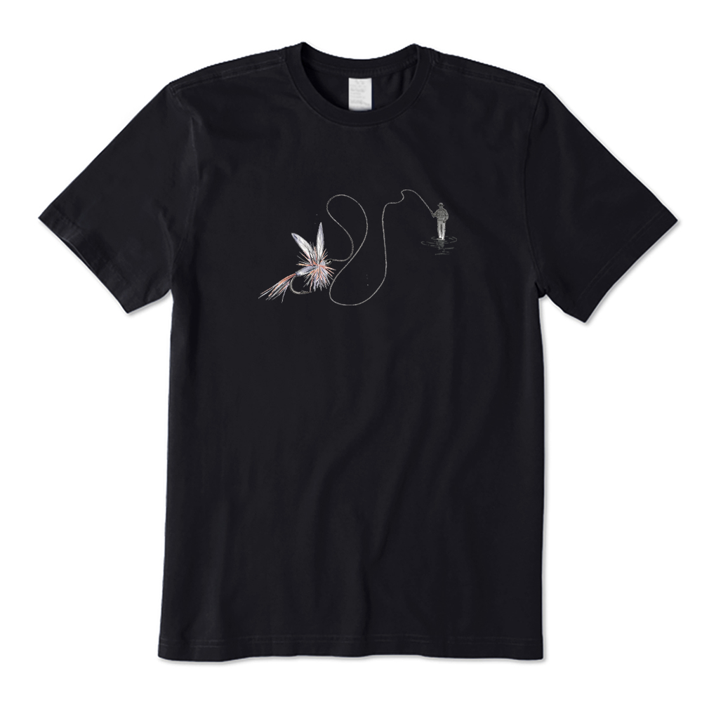 Vintage Fly Fisherman And Fly Pattern T-Shirt