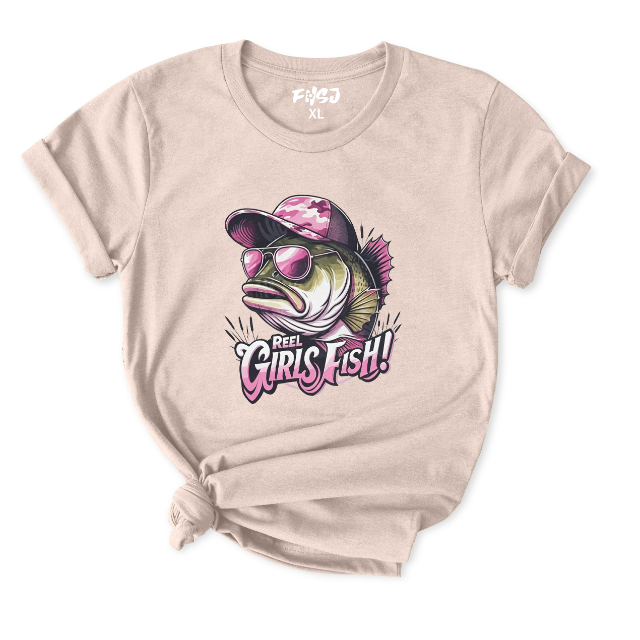 Cool Sunglass Fish Reel Girls Fish T-Shirt for Women