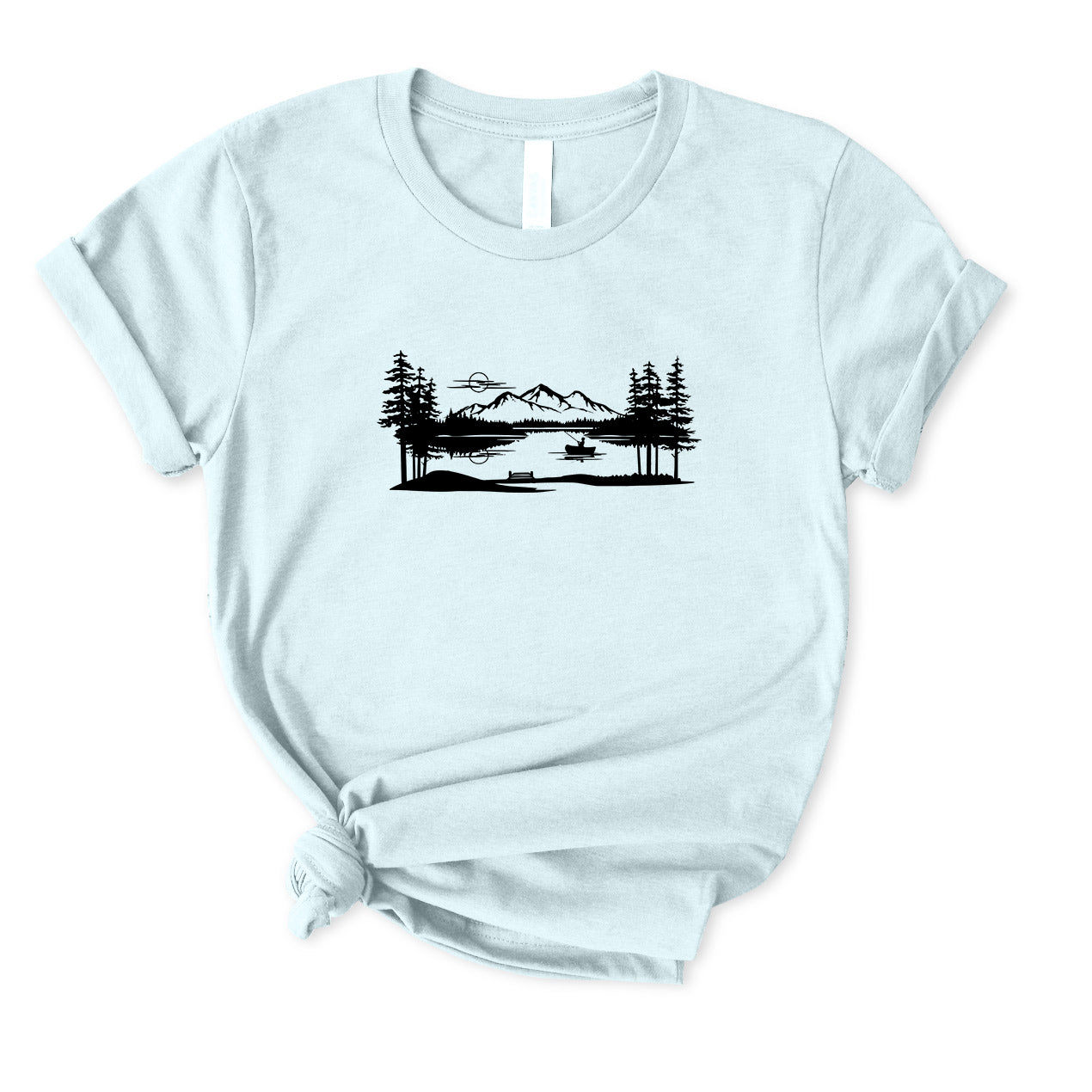 Fishing Lake Scene T-Shirt for women