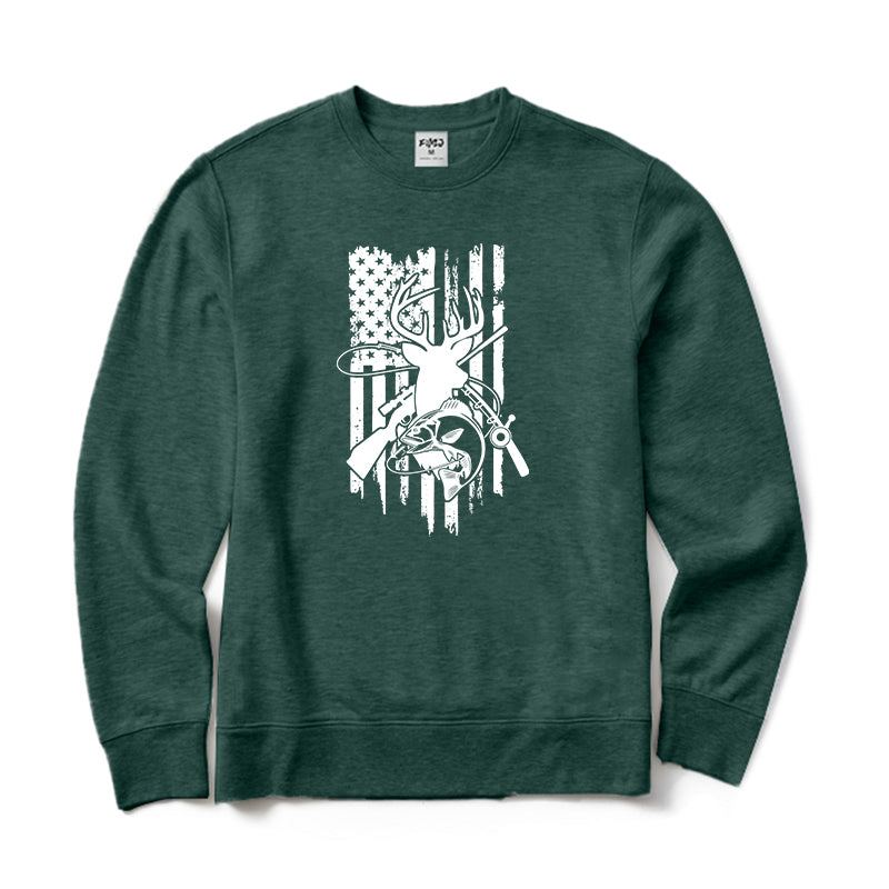 Hunting and American Flag Crewneck Sweatshirt