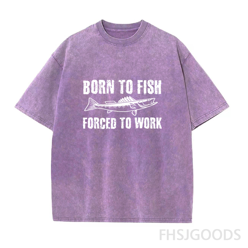Born To Fish Forced To Work Unisex Distressed T-Shirt