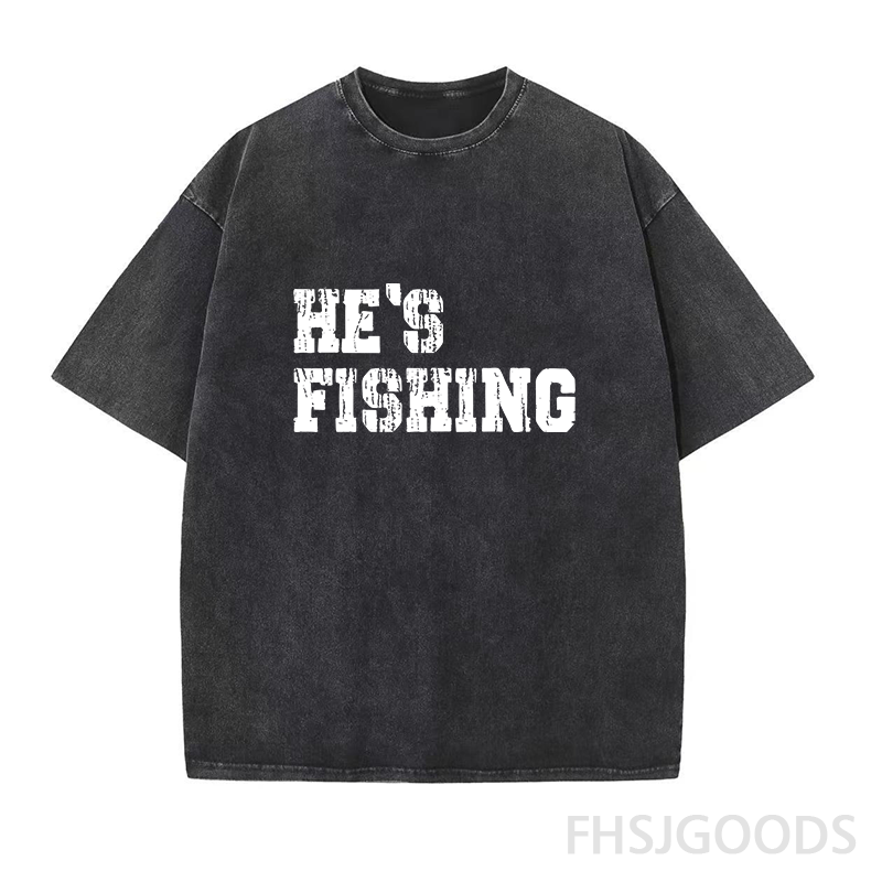He's Fishing Unisex Distressed T-Shirt