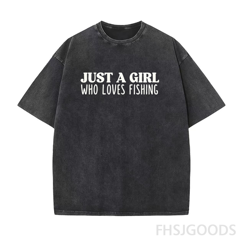 Just A Girl Who Loves Fishing Unisex Distressed T-Shirt