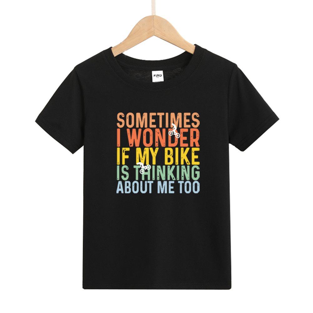 I Wonder If My Bike Is Think About Me Too Kids T-Shirt