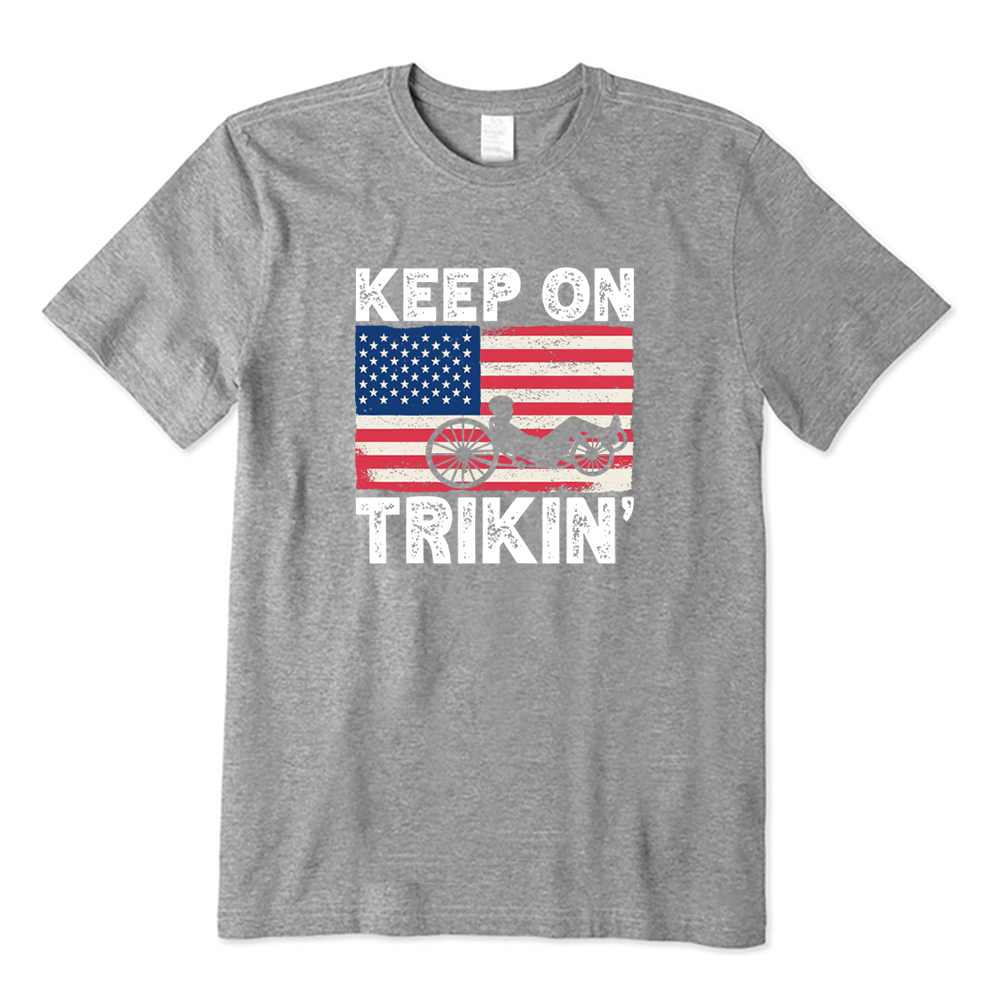 Keep On Trikin' American Flag Recumbent Trike T-shirt