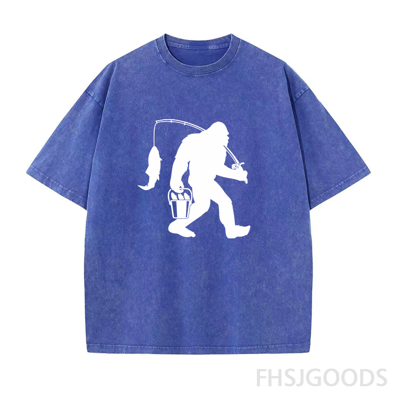 Bigfoot Fishing Unisex Distressed T-Shirt
