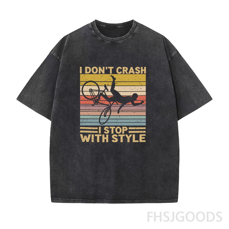 I Don't Crash I Stop with Style Cycling Unisex Distressed T-Shirt