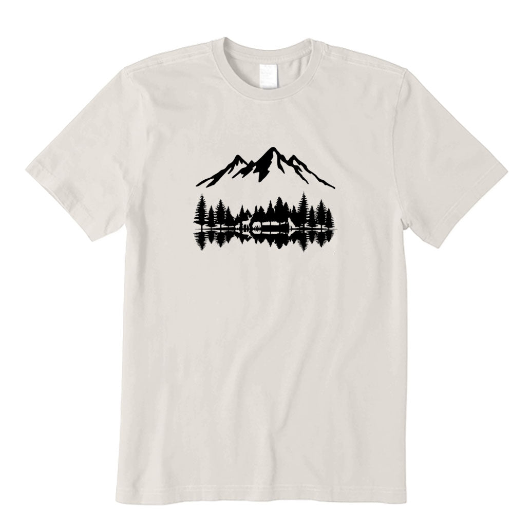Mountains and Forest Lake Animal Reflections T-Shirt