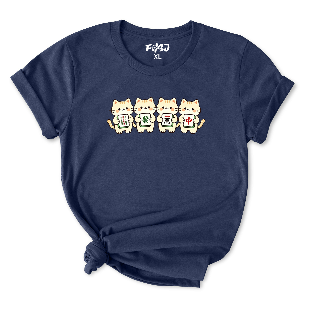 Cute Mahjong Cats T-Shirt for Women