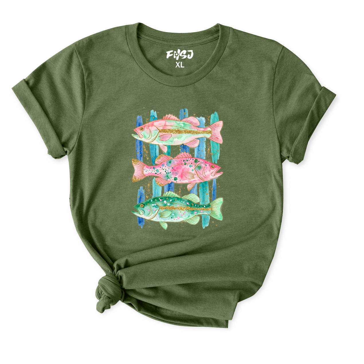 Watercolor Bass Fish T-Shirt for Women