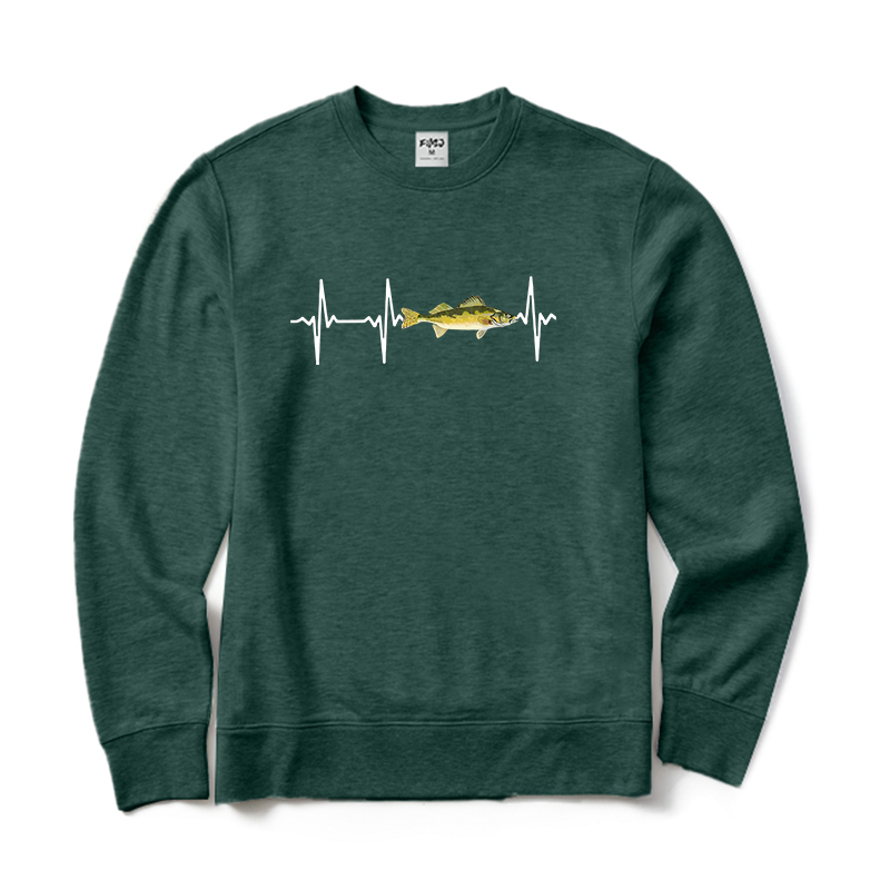 Walleye Heartbeat Fishing Crewneck Sweatshirt