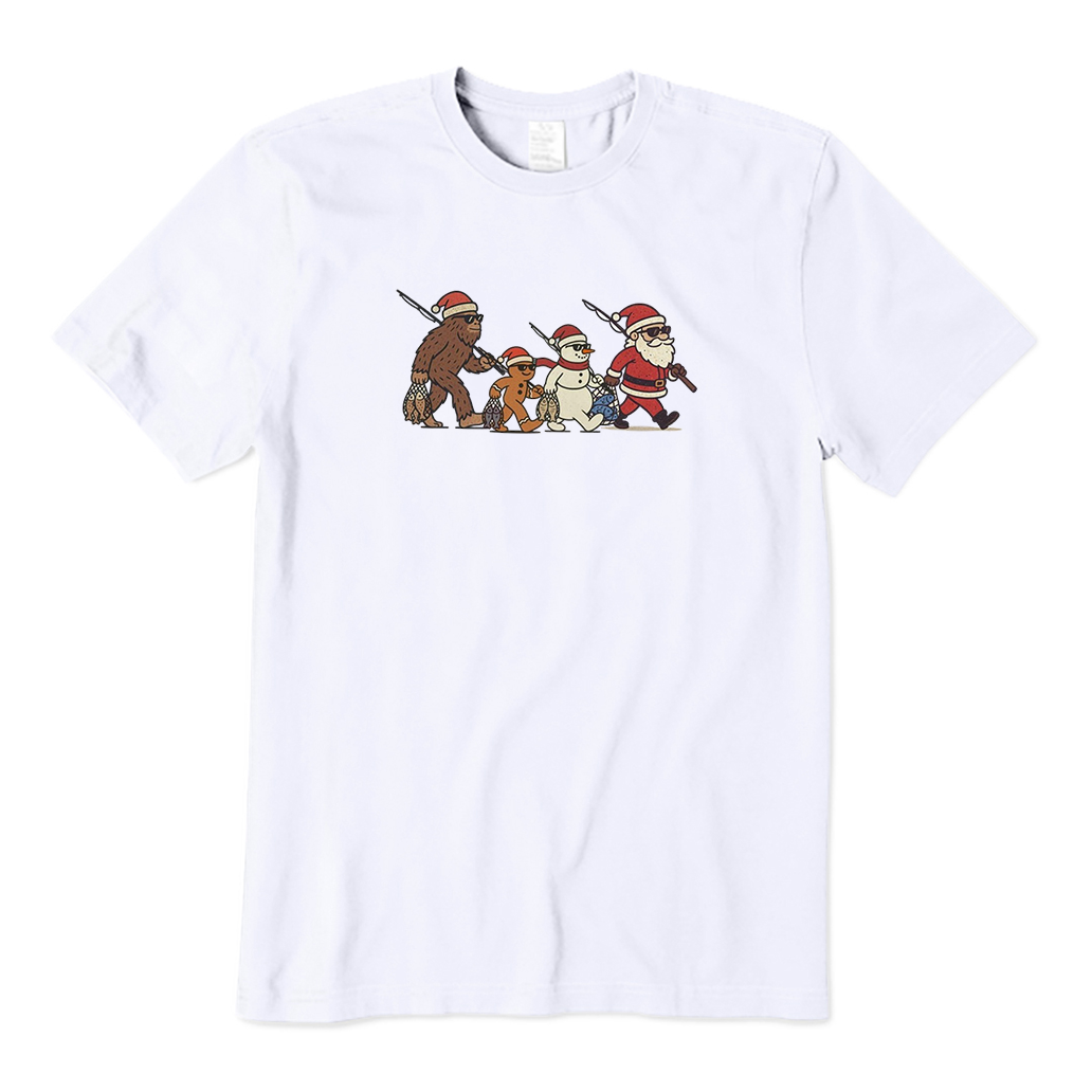Bigfoot Santa Fisherman T-Shirt