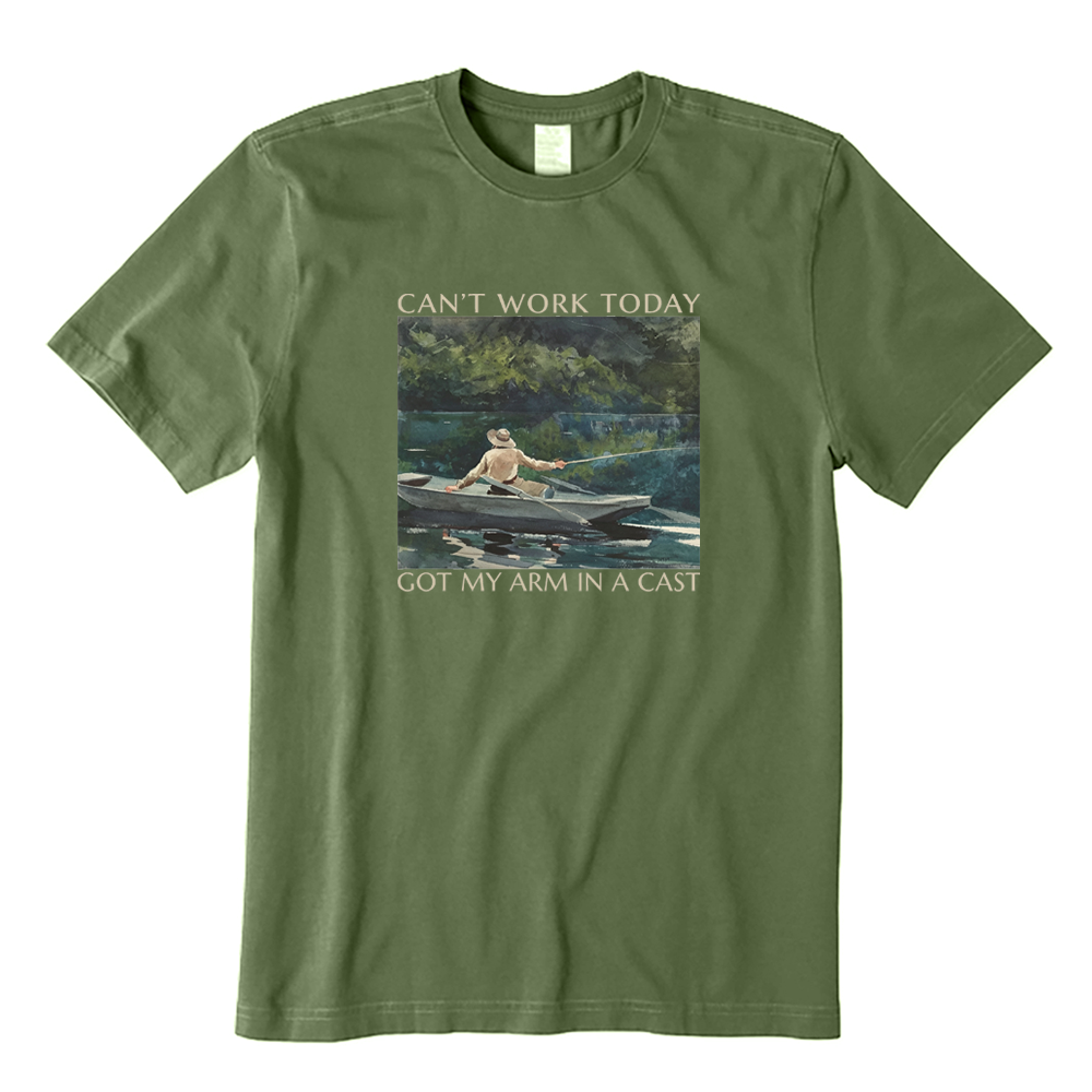 Can't Work Today Got My Arm In A Cast Funny Fishing T-Shirt