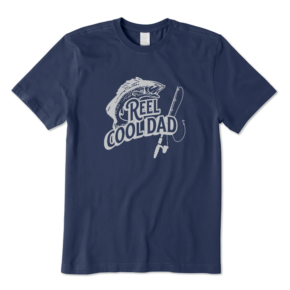Reel Cool Dad Retro Fish And Rod Graphic T-shirt