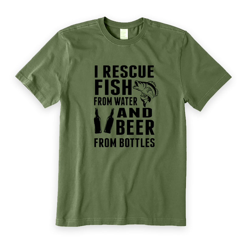 I RESCUE FISH FROM WATER AND BEER FROM BOTTLES T-Shirt