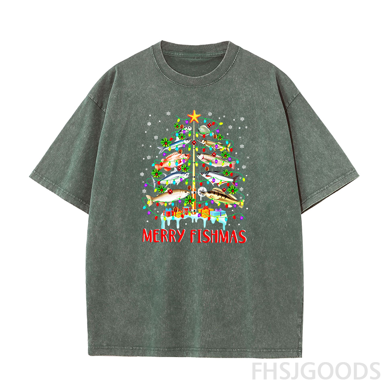 Merry Fishmas Unisex Distressed T-Shirt