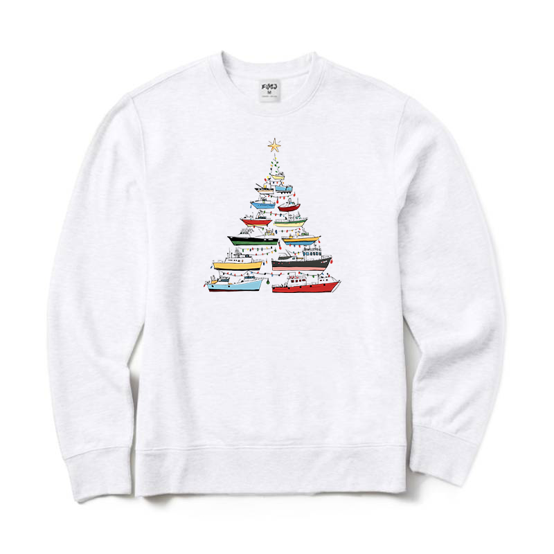 Boating Christmas Tree Crewneck Sweatshirt
