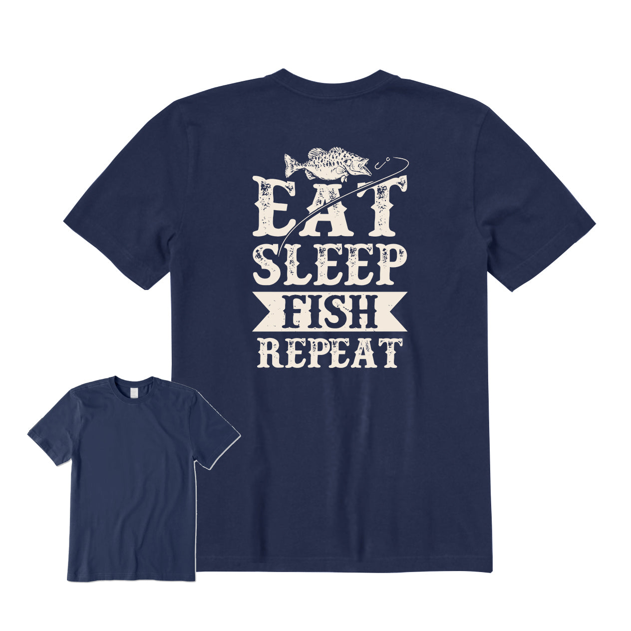 Eat Sleep Fish Repeat Back Graphic T-Shirt