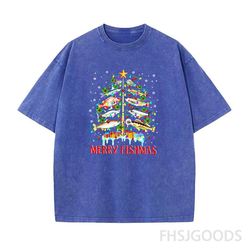 Merry Fishmas Unisex Distressed T-Shirt