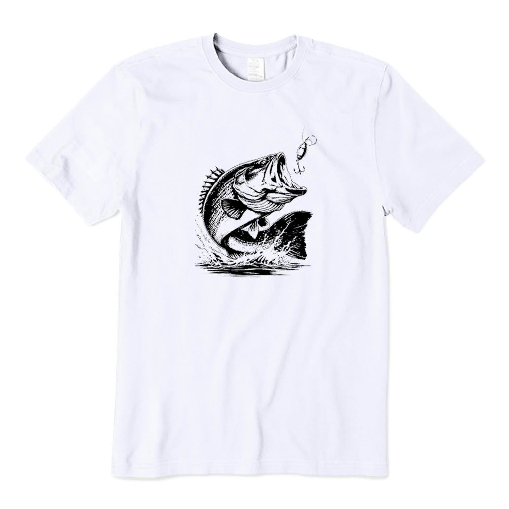 Black Bass Biting Fish Hook T-Shirt