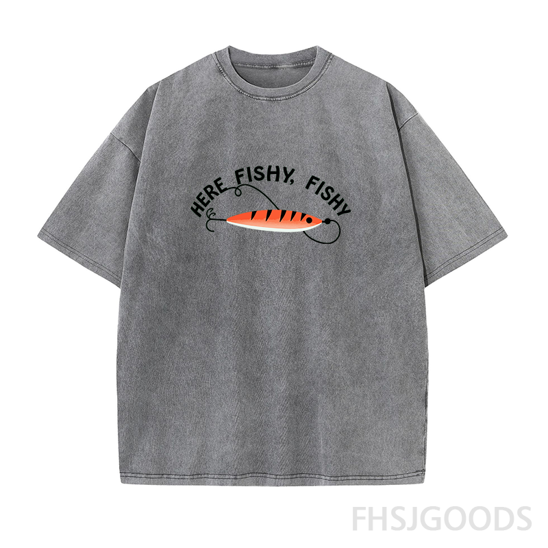 Here Fishy Fishy Unisex Distressed T-Shirt